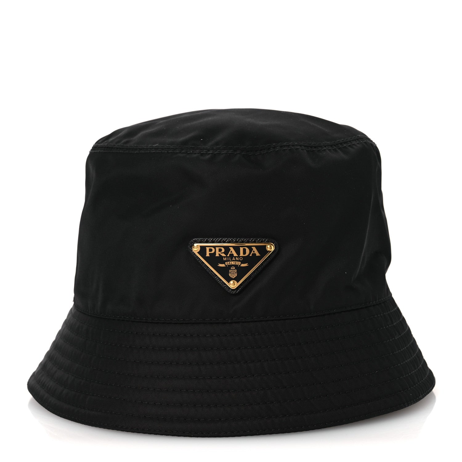 Prada Re-Nylon Metal Triangle Logo Womens Bucket Hat M Black 3 of 8