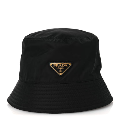 Prada Re-Nylon Metal Triangle Logo Womens Bucket Hat M Black 3 of 8
