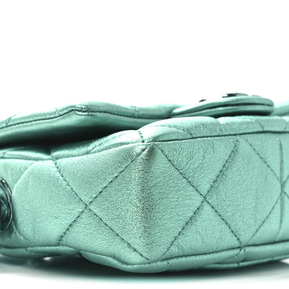 Chanel Metallic Lambskin Quilted Mini Lacquered Chain Flap Turquoise 9 of 10