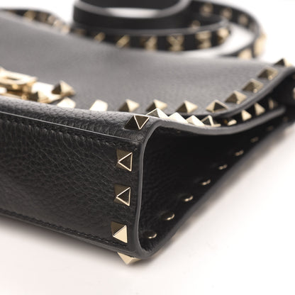 Valentino Garavani Pebbled Calfskin Medium Rockstud Flip Lock Crossbody Bag Black 8 of 14