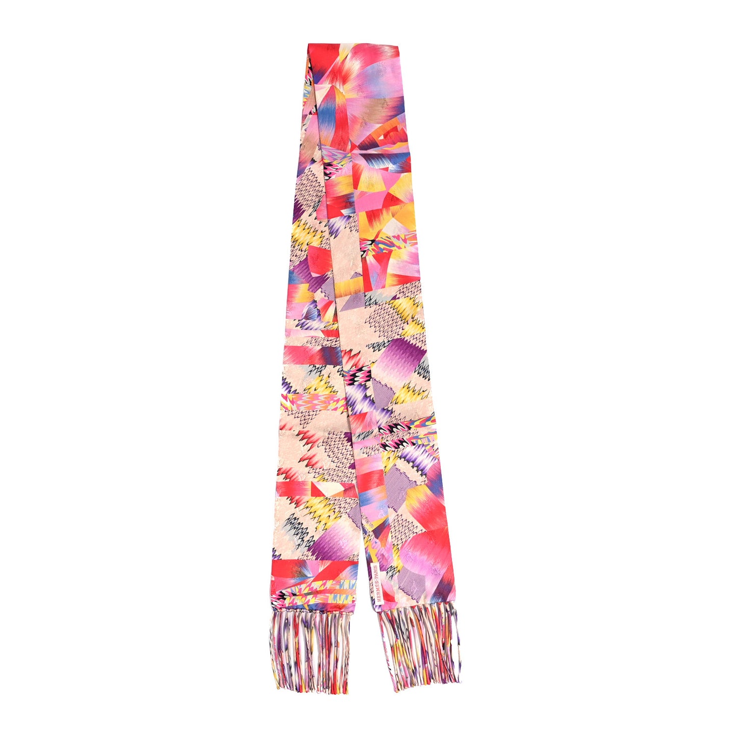 Silk Marble Fringed Muffler Rose Multicolor