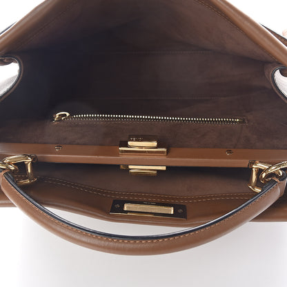 Fendi Calfskin Lace Up Large Peekaboo Iconic Satchel Cognac 5 of 10