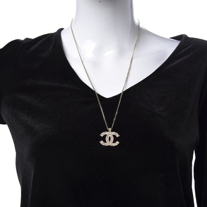 Chanel Resin Crystal Pearl Tweed Effect CC Necklace Gold Pink 2 of 5