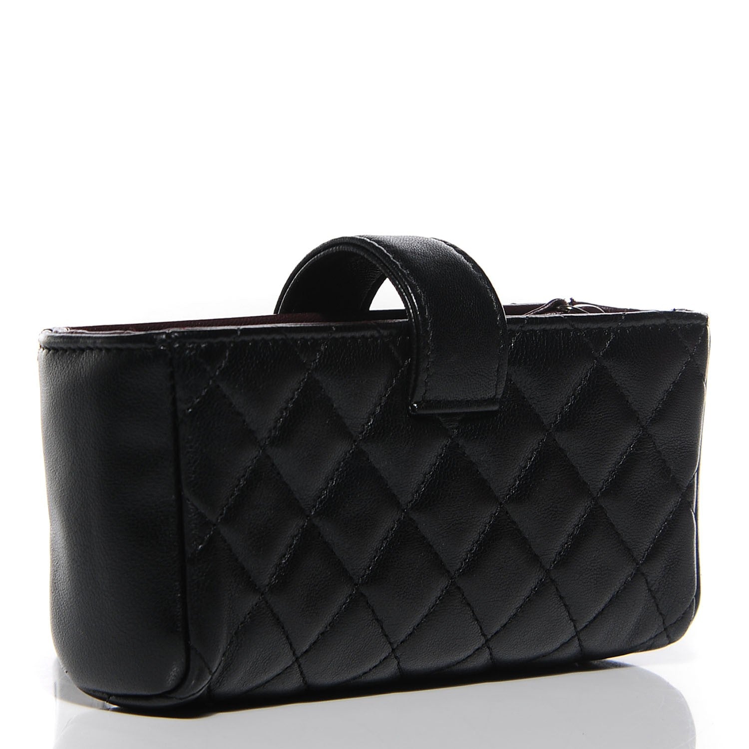 Chanel Lambskin Quilted Mini Phone Holder Clutch Black 3 of 9