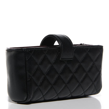 Chanel Lambskin Quilted Mini Phone Holder Clutch Black 3 of 9