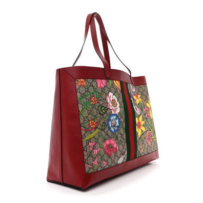 Gucci GG Supreme Monogram Flora Web Large Ophidia Tote Red 4 of 12