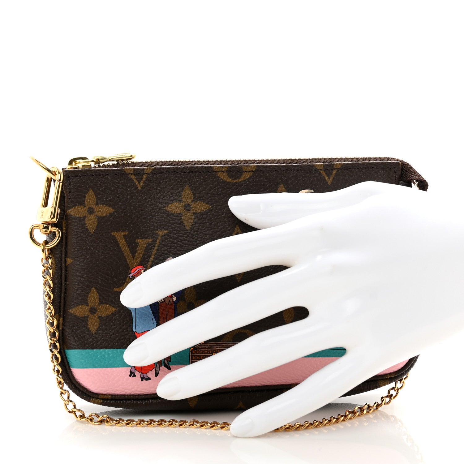 Louis Vuitton Monogram 2016 Christmas Animation Mini Pochette Accessories Rose Ballerine 2 of 7