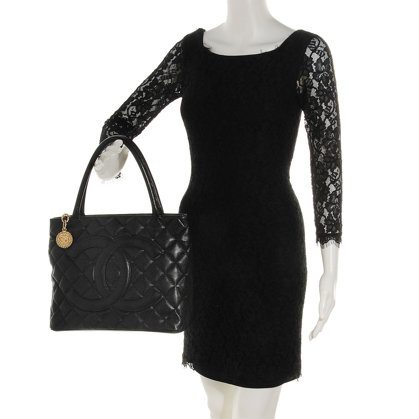 Caviar Medallion Tote Black