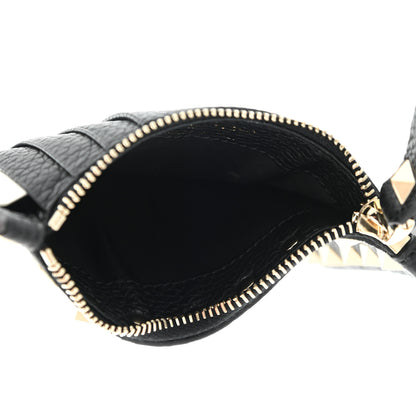 Valentino Garavani Pebbled Calfskin Rockstud Coin Case Card Holder Black 5 of 9
