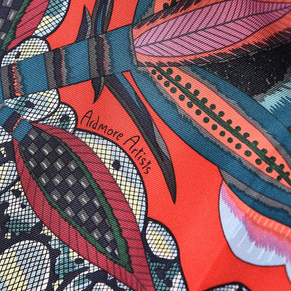 Hermes Silk Flowers of South Africa Scarf 90 Rouge Vert Ciel 5 of 7