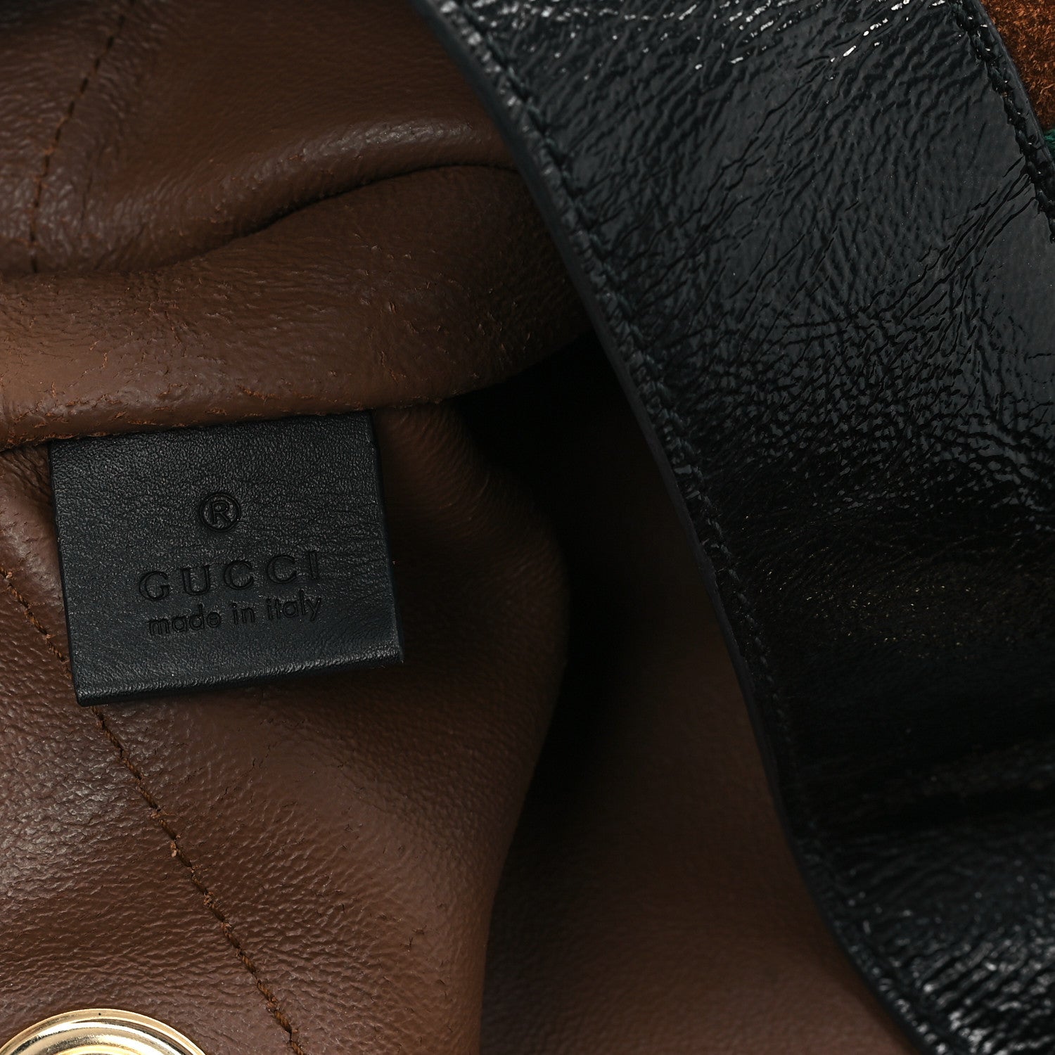 Gucci Suede Patent Large Rajah Chain Tote Nocciola Black 7 of 16