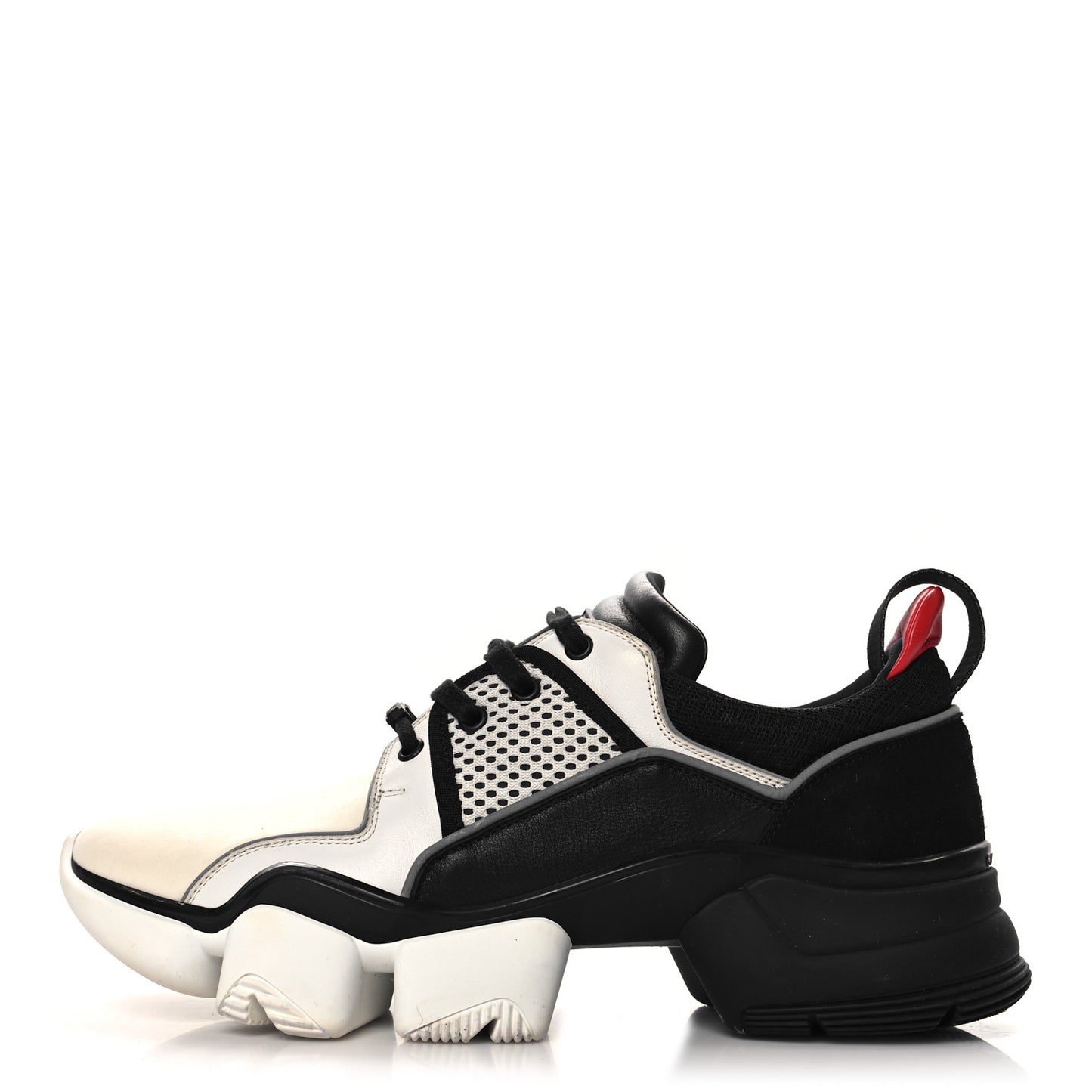 Calfskin Neoprene Basket Basse Jaw Sneakers 44 Black White