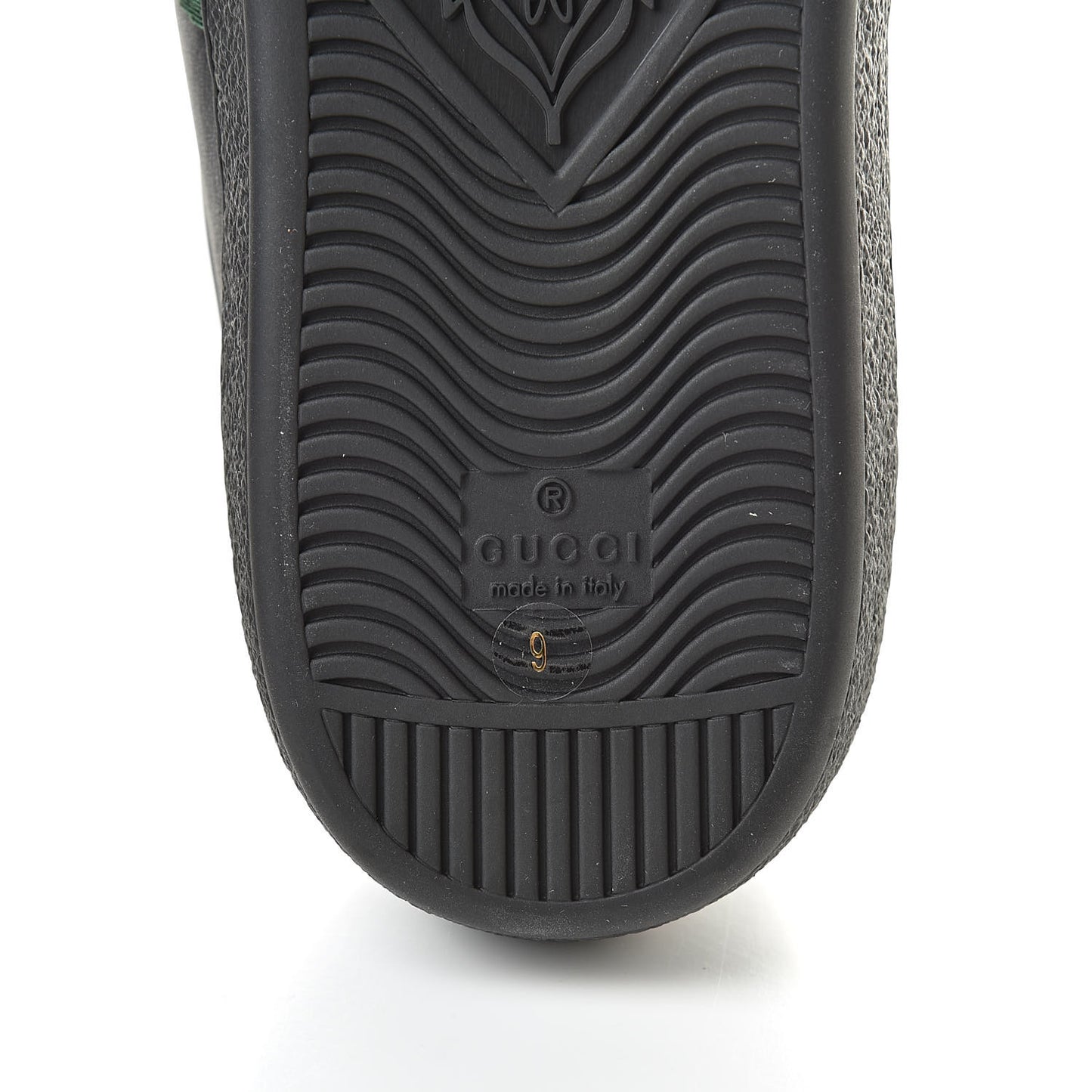 Calfskin Web GG Apple Embroidered Mens Ace Sneakers 9 Black