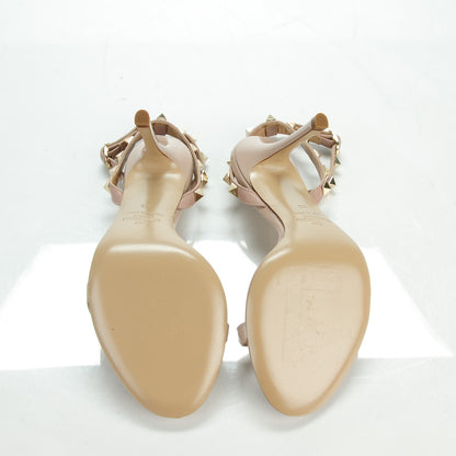 Valentino Garavani Patent Rockstud Ankle Strap 100mm Sandals 35 Poudre 5 of 10
