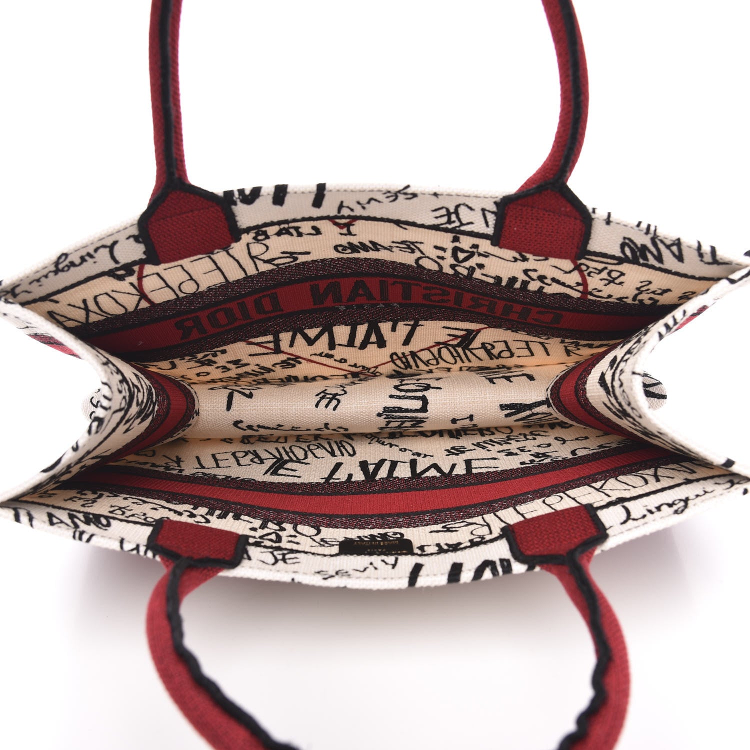 Christian Dior Canvas Embroidered Medium Dioramour Graffiti Book Tote Latte Multicolor 5 of 11