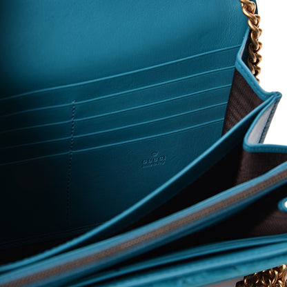 Gucci Velvet Matelasse GG Marmont Chain Wallet Pavone Cyan 5 of 10