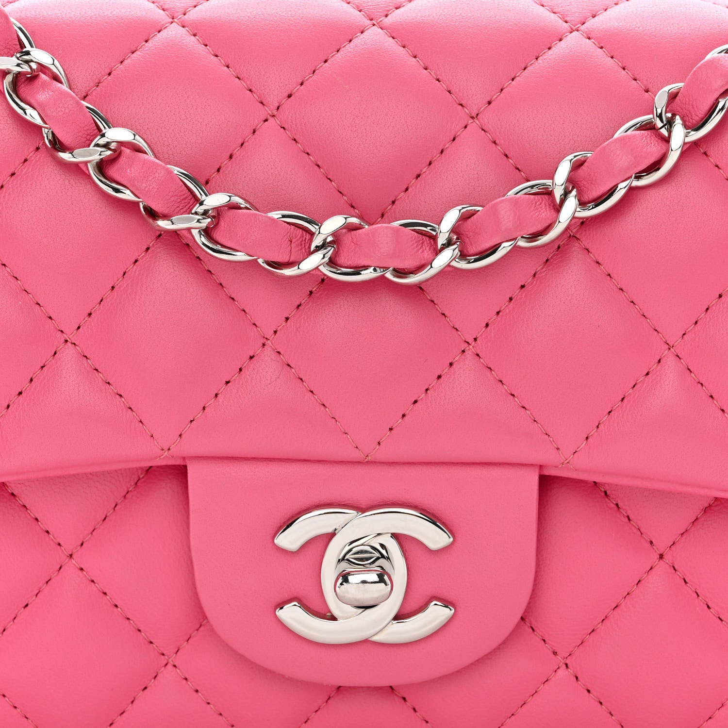 Chanel Lambskin Quilted Mini Rectangular Flap Pink 8 of 10