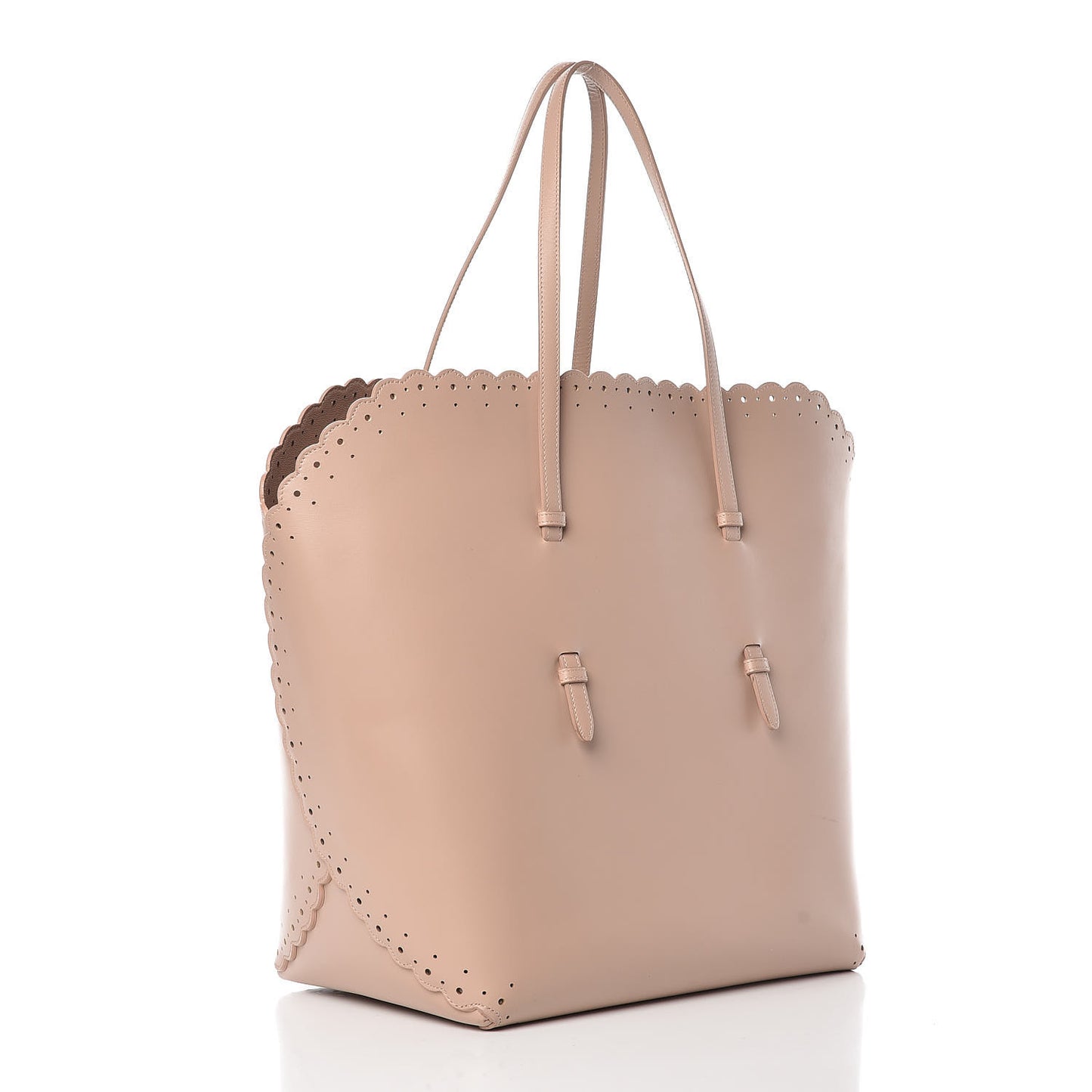 Calfskin Scalloped Trim Tote Blush