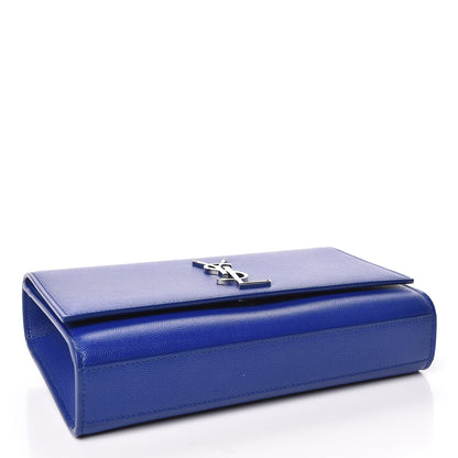 Saint Laurent Grain De Poudre Medium Classic Monogram Kate Satchel Flash Blue 4 of 10