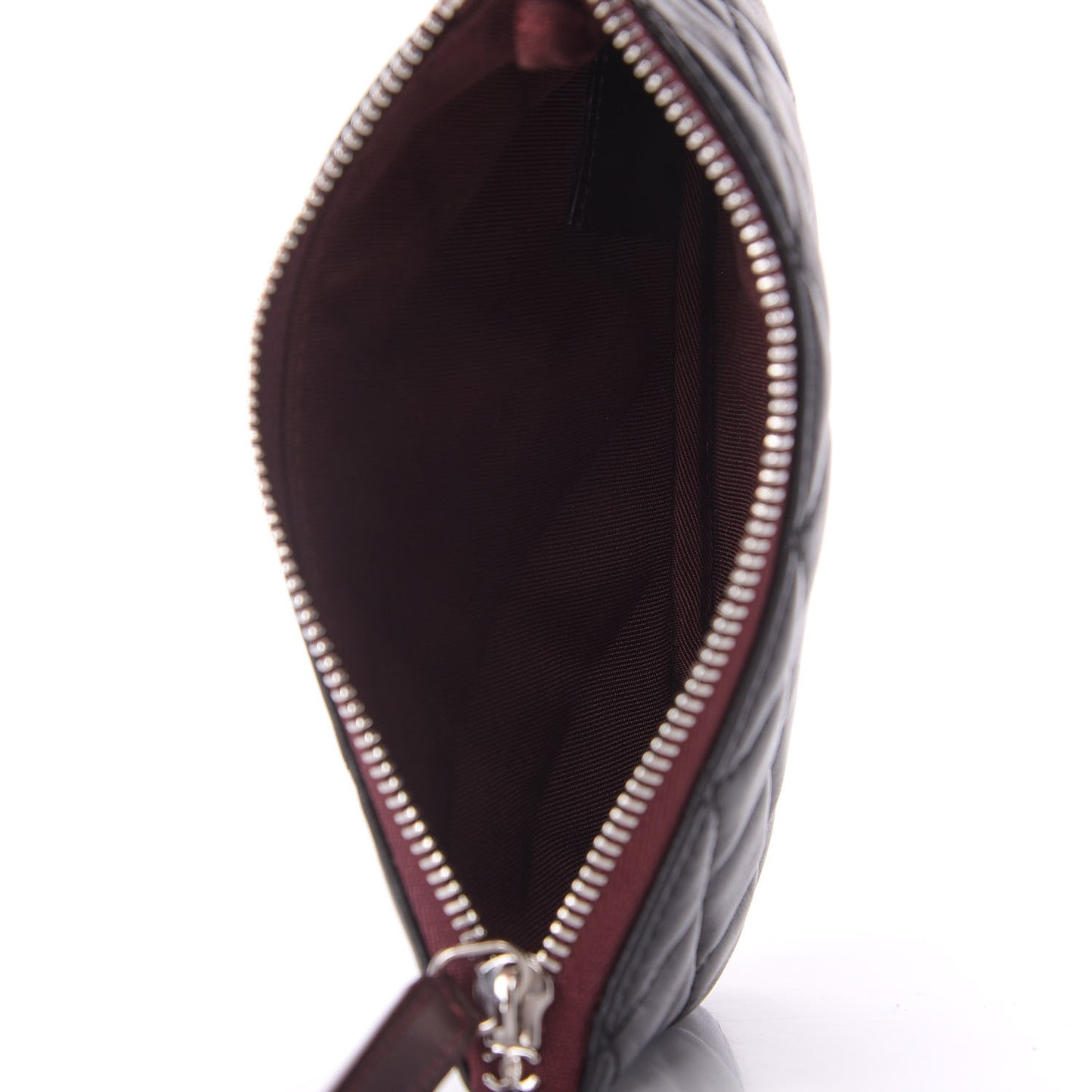 Lambskin Quilted Small Cosmetic Case Black