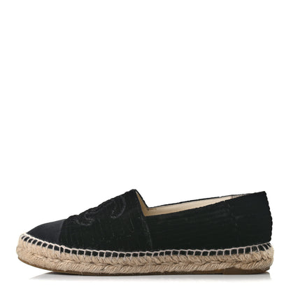 Chanel Velvet Grosgrain CC Espadrilles 39 Black 1 of 4