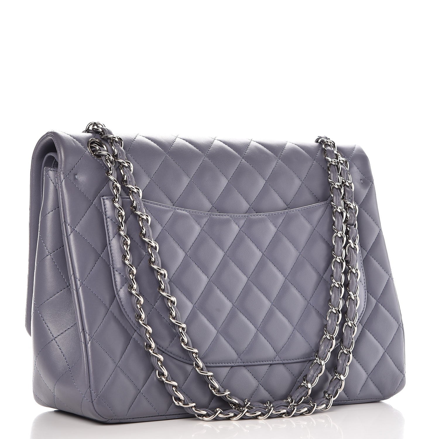 Chanel Lambskin Quilted Maxi Double Flap Grey 3 of 12
