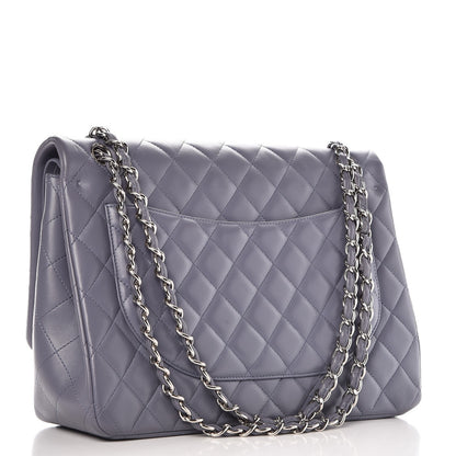 Chanel Lambskin Quilted Maxi Double Flap Grey 3 of 12