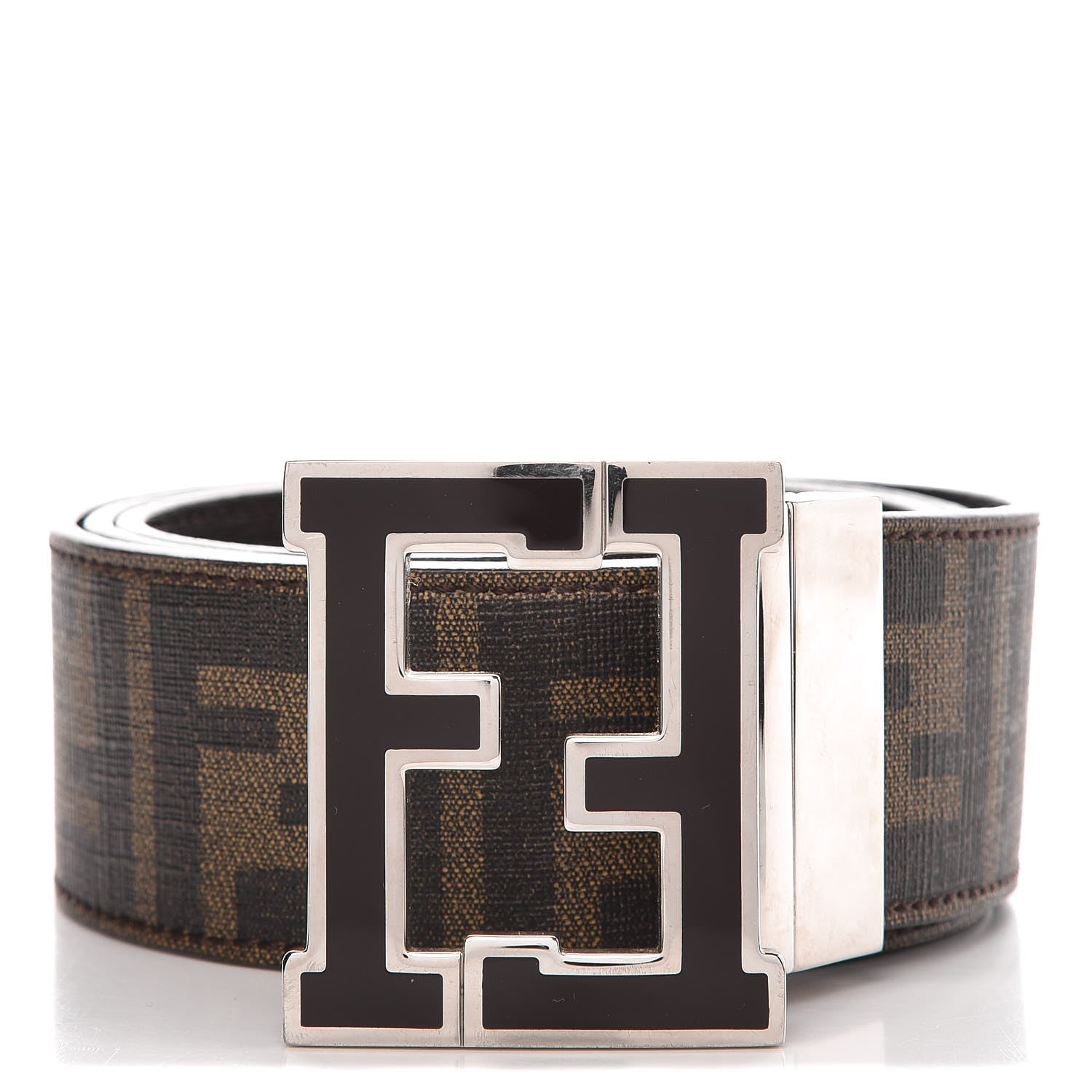Fendi Coated Canvas FF Buckle Reversible Belt 90 36 Tobacco 1 of 5