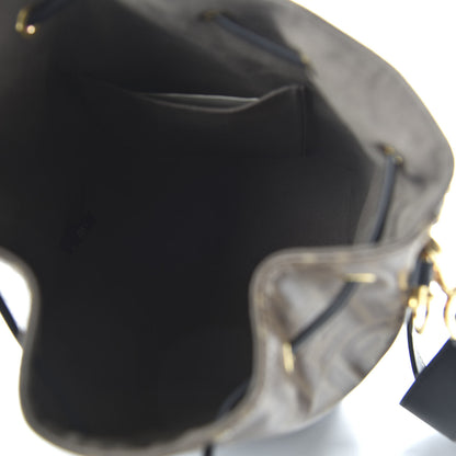 Fendi Glazed Fabric Vitello Grace F is Fendi FF 1974 Stamp Patch Grande Mon Tresor Bucket Bag Mogano Panna Black 4 of 8