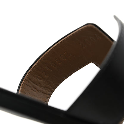 Hermes Box Calfskin Oran Sandals 38.5 Black 8 of 10