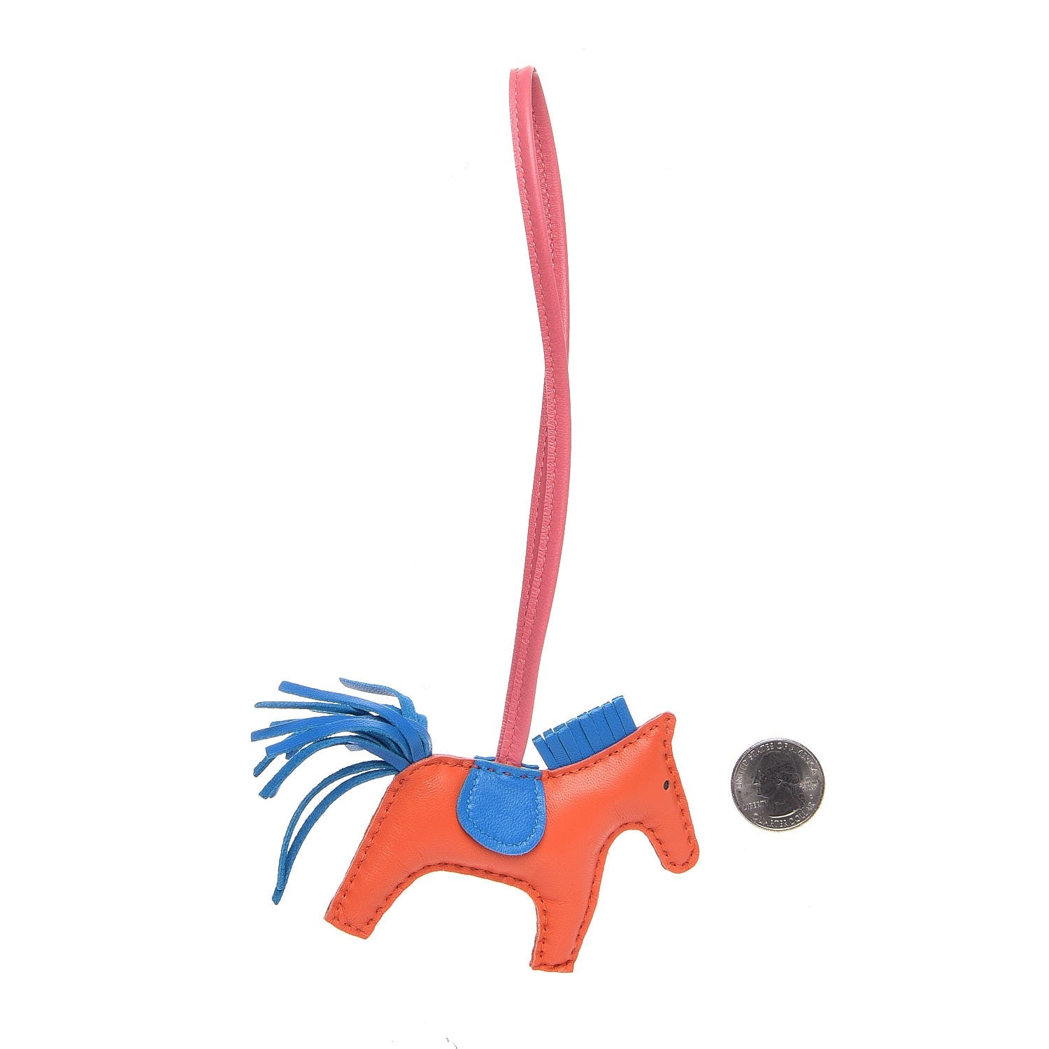 Hermes Milo Lambskin Grigri Rodeo Horse Bag Charm PM Orange Poppy Bleu Zanzibar Rose Azalee 2 of 5