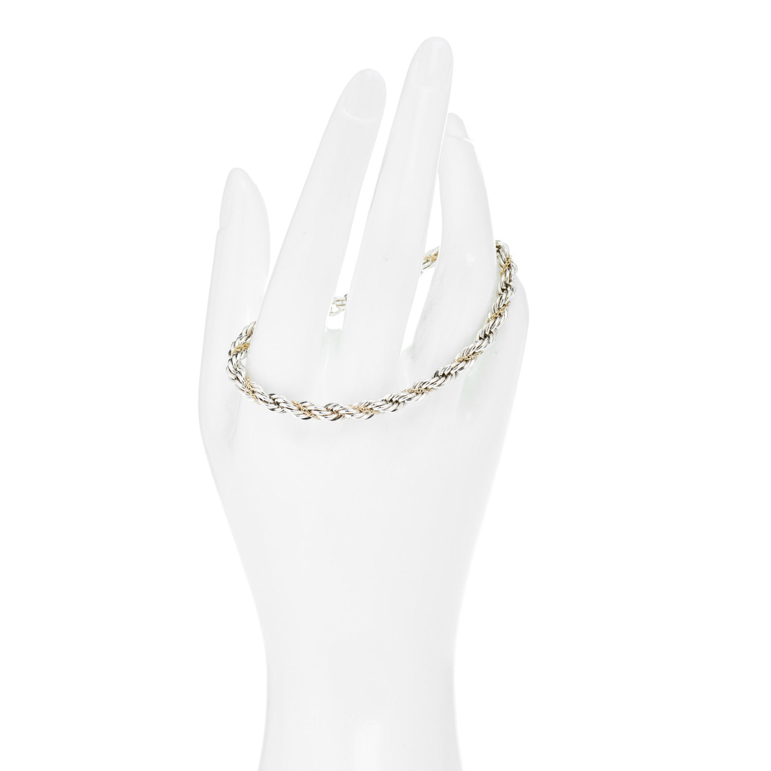 Tiffany Sterling Silver 18K Yellow Gold Rope Chain Bracelet 2 of 4