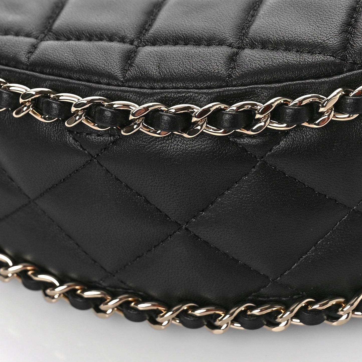 Lambskin Quilted Small Hobo Bag Black
