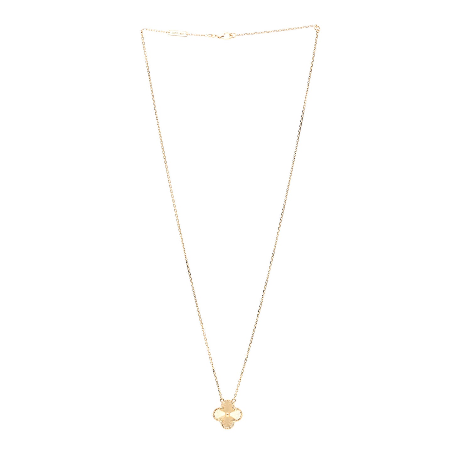 18K Yellow Gold Guilloché Vintage Alhambra Pendant Necklace