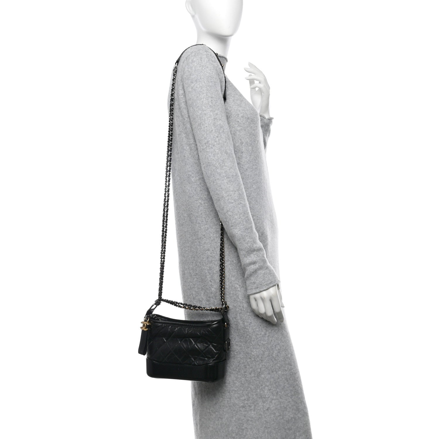 Chanel Aged Calfskin Quilted Small Gabrielle Hobo Black 2 of 14