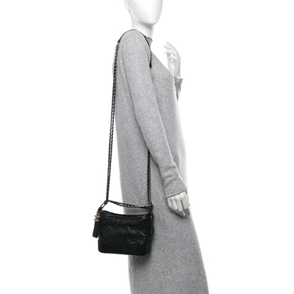 Chanel Aged Calfskin Quilted Small Gabrielle Hobo Black 2 of 14