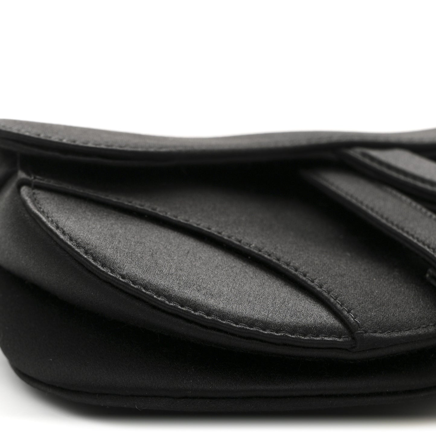 Satin Crystal Mini Saddle Bag Black