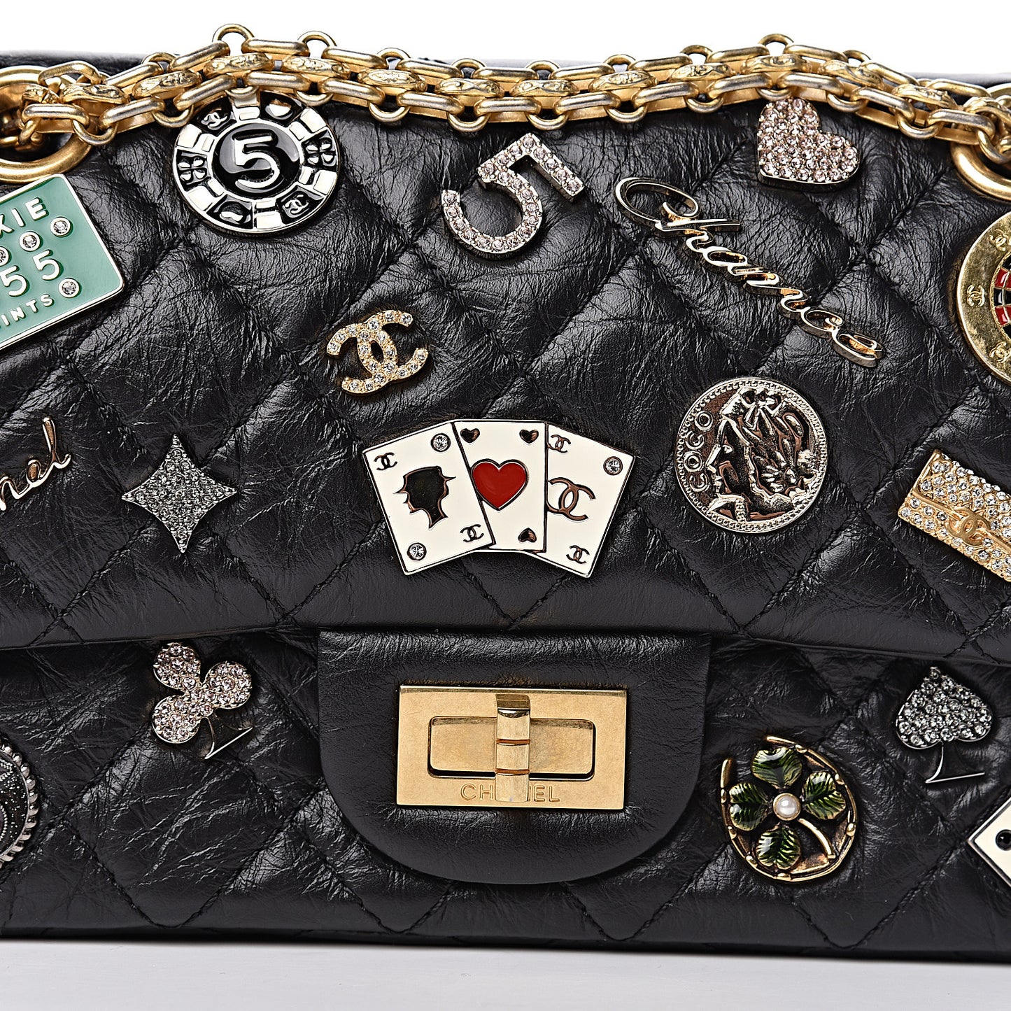 Aged Calfskin Casino 2.55 Reissue 224 Flap Black