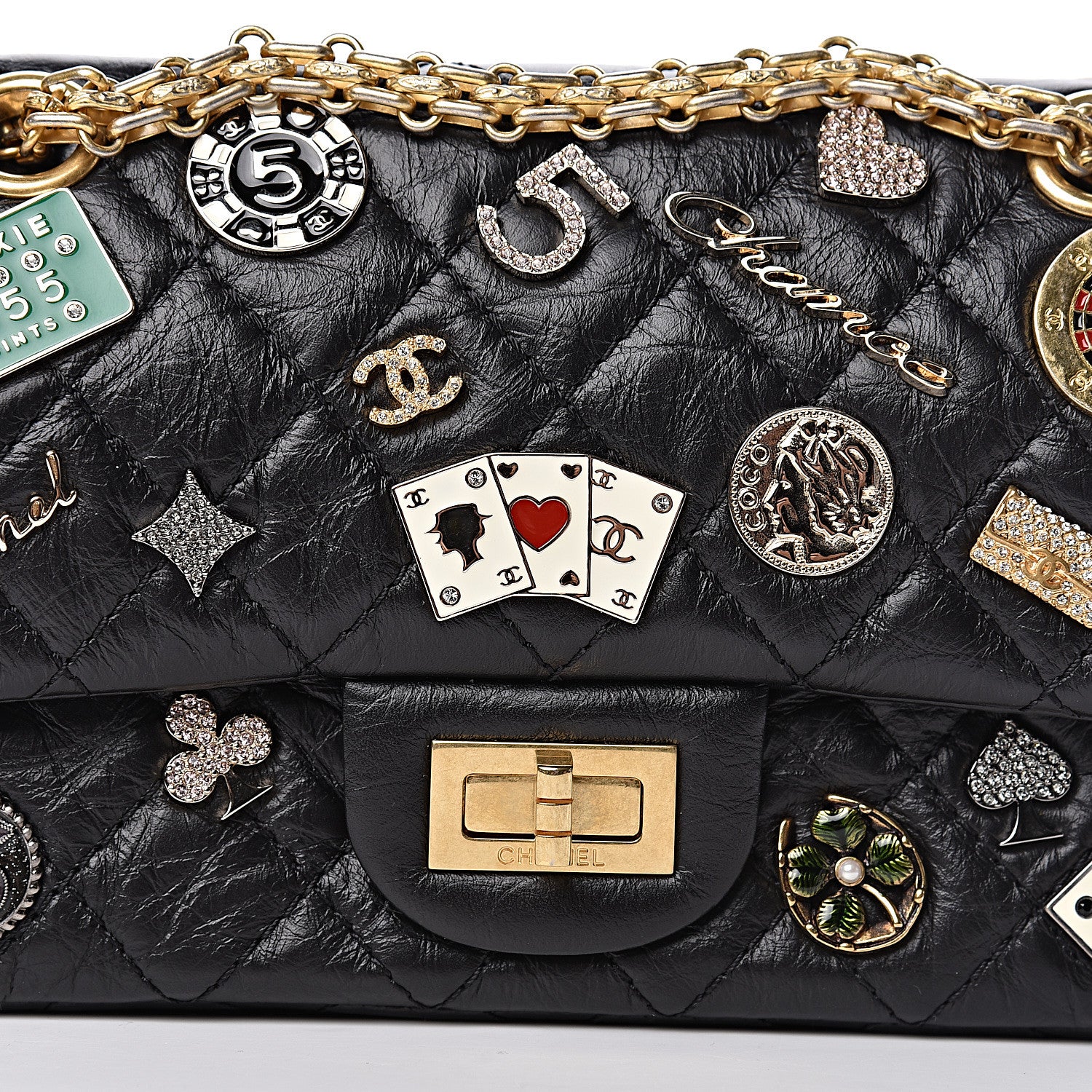 Chanel Aged Calfskin Casino 2.55 Reissue 224 Flap Black 8 of 10