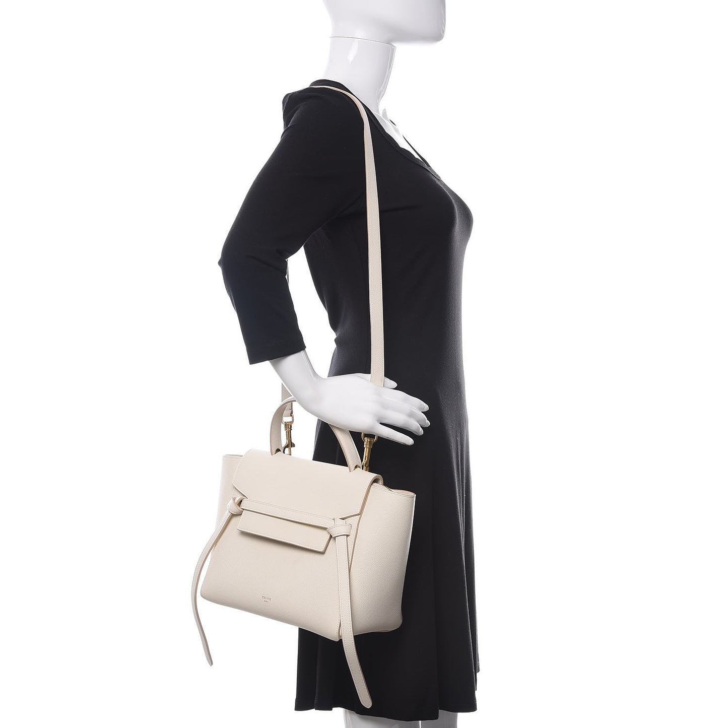 Grained Calfskin Micro Belt Bag White