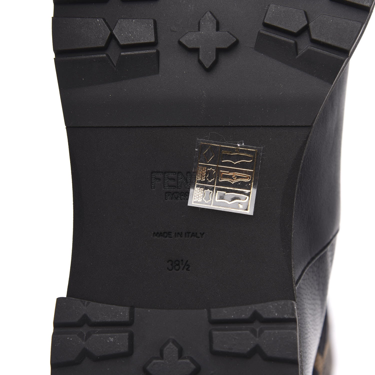Fendi Nappa Microfiber Fabric FF Rockoko Tall Boots 38.5 Black Tobacco 6 of 7
