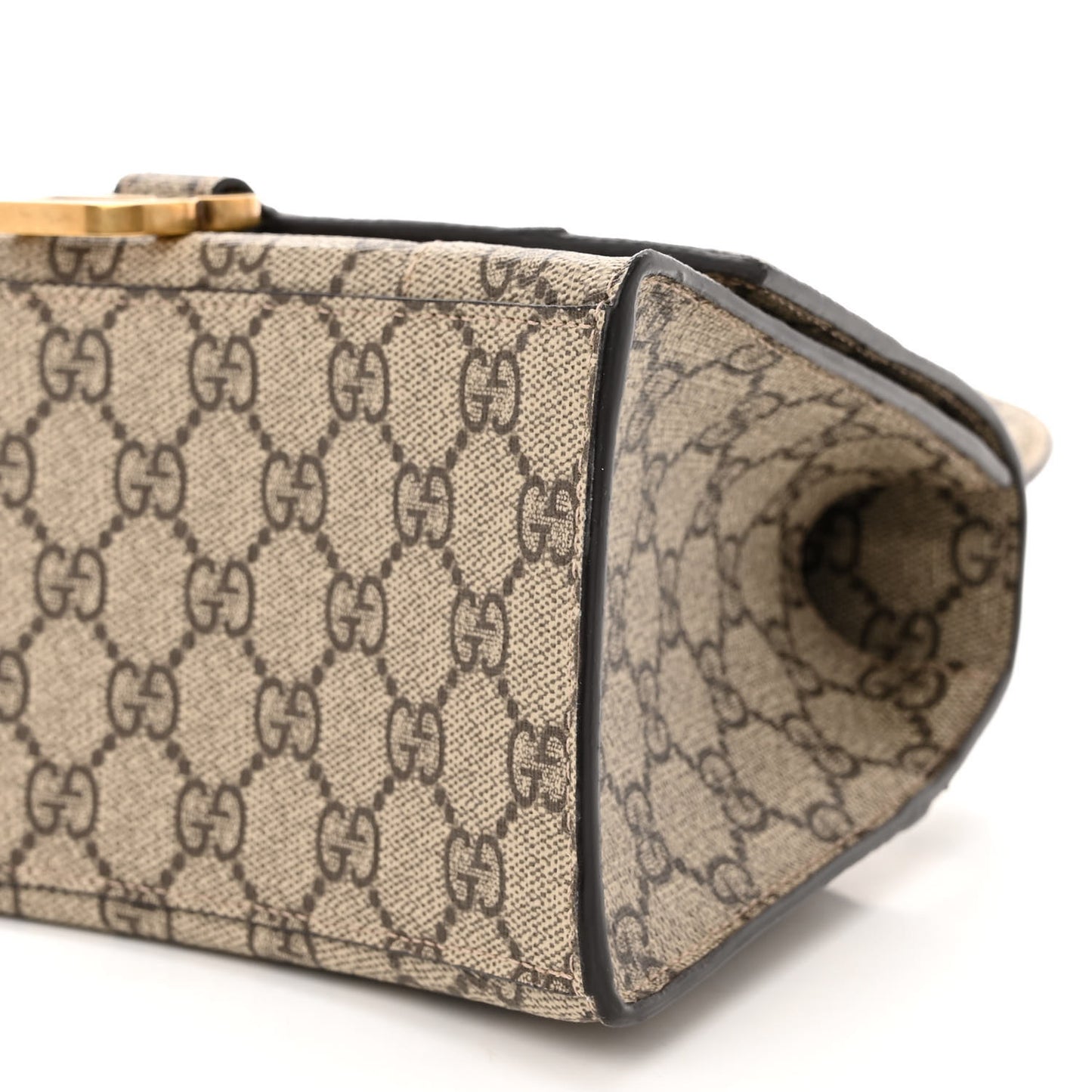 X GUCCI GG Supreme Monogram Small Hourglass Top Handle Bag Beige Ebony