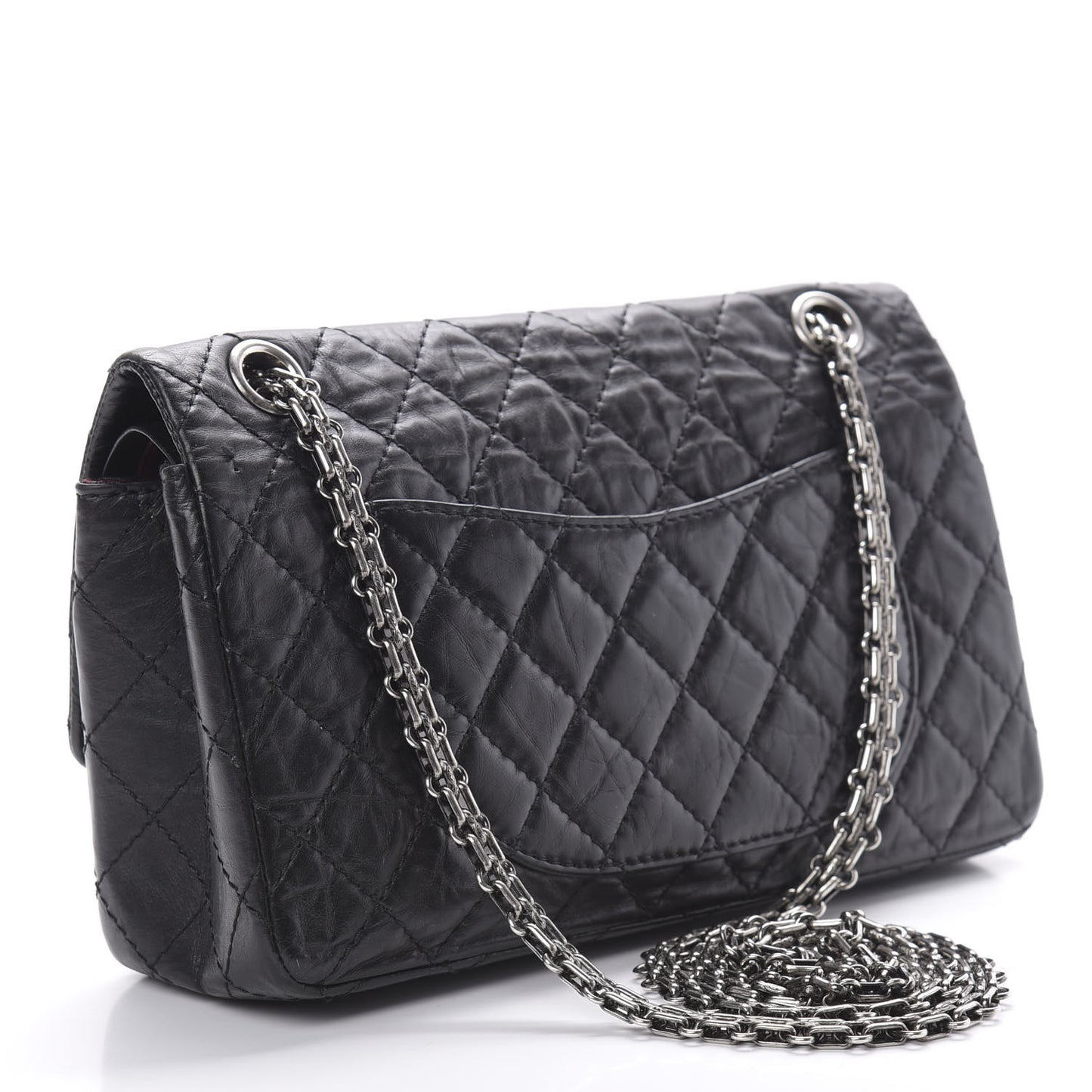 Aged Calfskin Quilted 2.55 Reissue 225 Flap Black