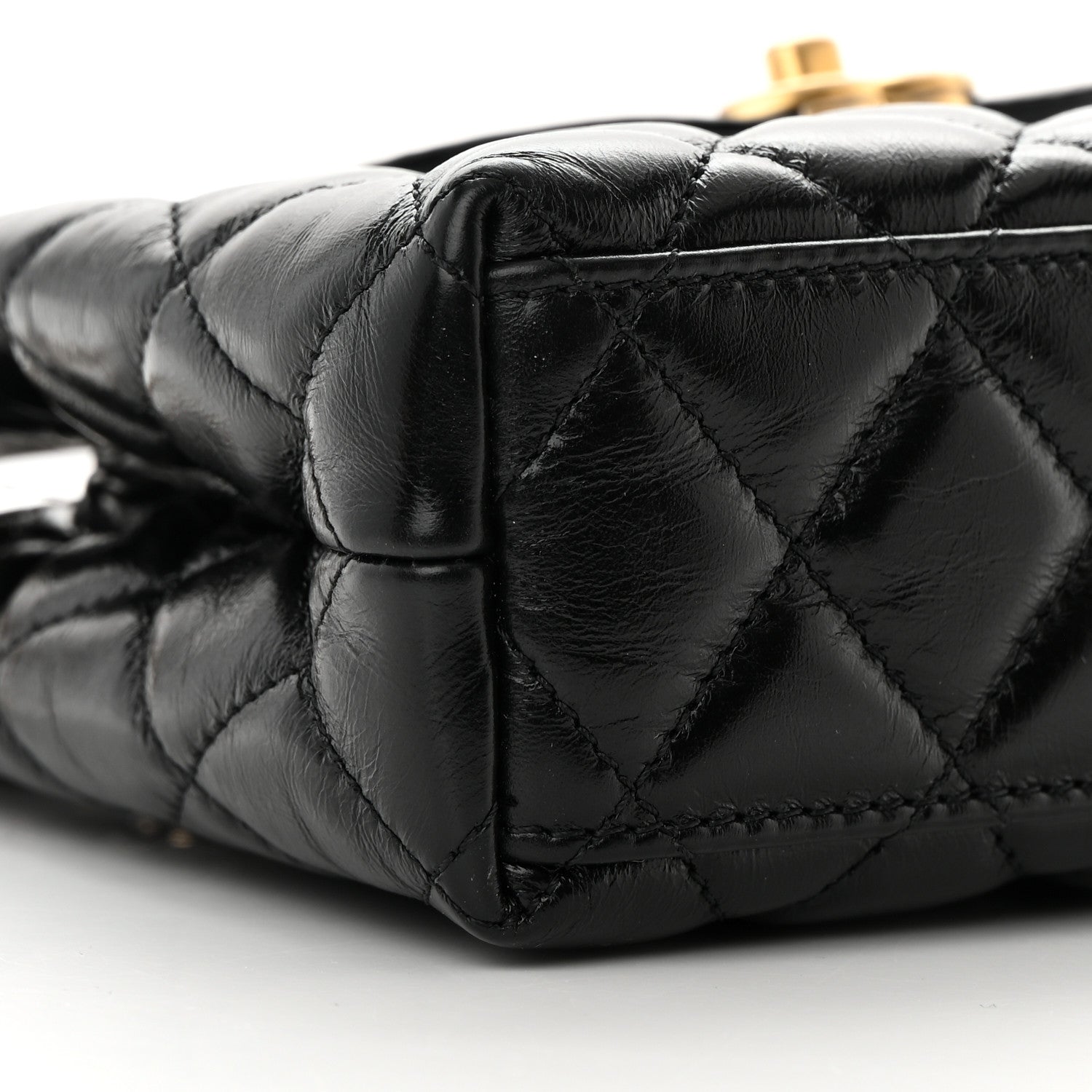 Chanel Shiny Aged Calfskin Quilted Nano Kelly Shopper Black 9 of 12