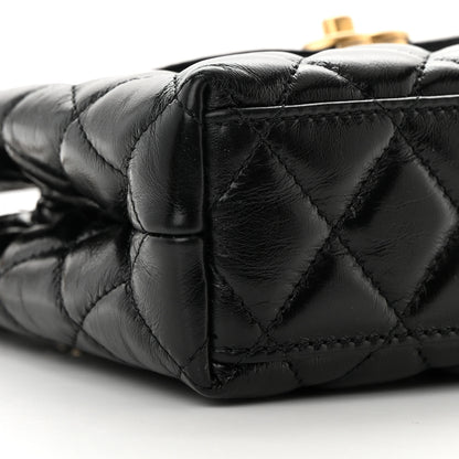 Chanel Shiny Aged Calfskin Quilted Nano Kelly Shopper Black 9 of 12