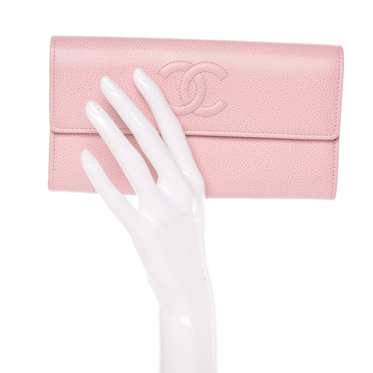 Caviar Timeless CC Large Gusset Flap Wallet Rose Pale