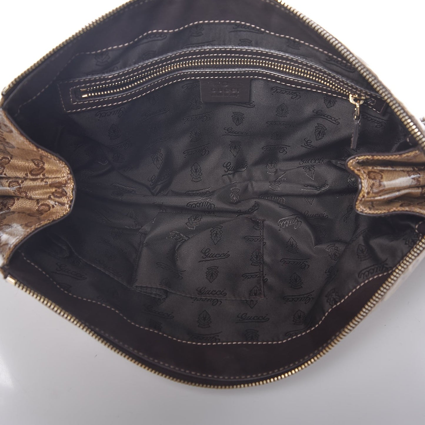 Crystal Monogram Large Hysteria Clutch Brown
