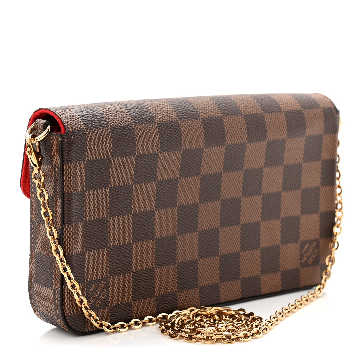Louis Vuitton Damier Ebene Pochette Felicie Chain Wallet 3 of 9