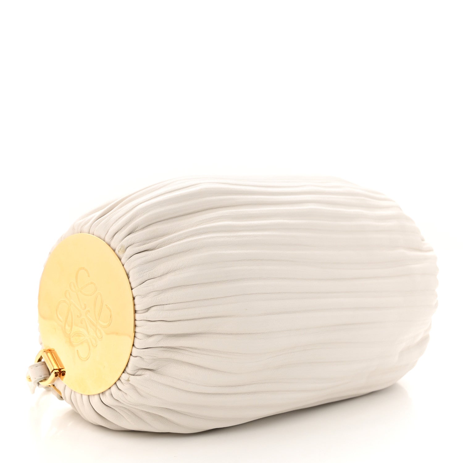 Loewe Lambskin Pleated Bracelet Pouch Shoulder Bag White 4 of 11