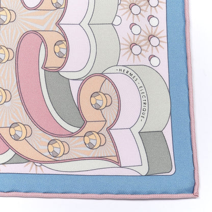 Hermes Silk Electrique Scarf 45 Bleu Glacier Vieux Rose 2 of 3